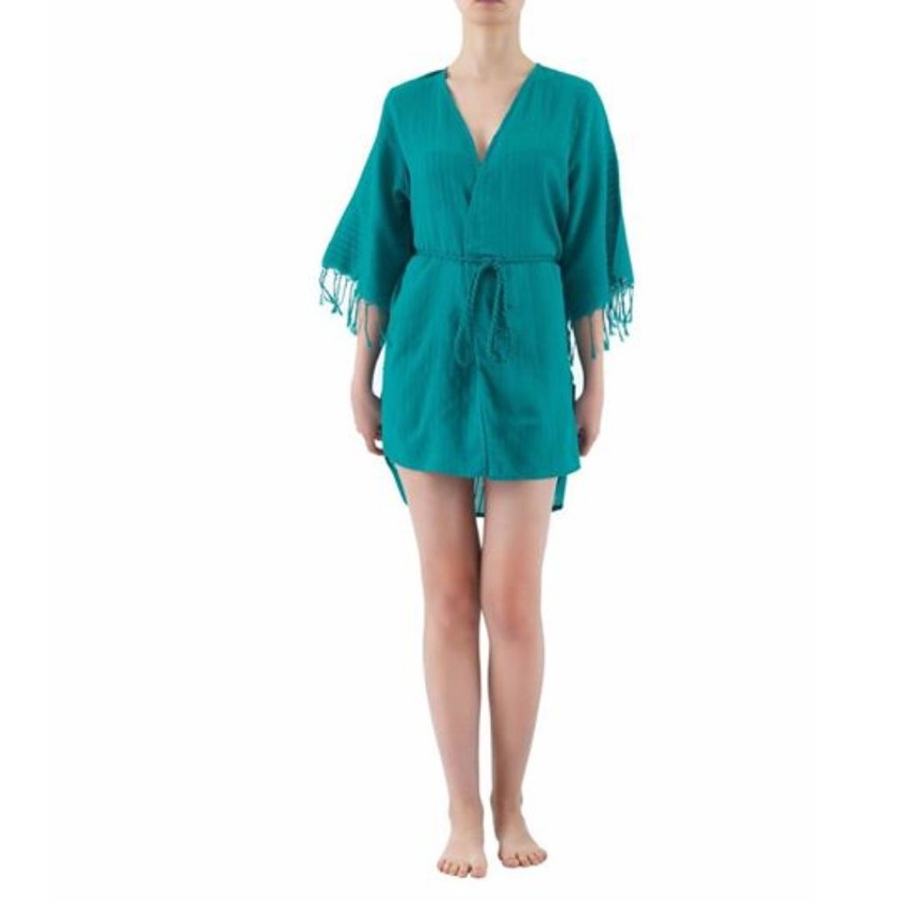 Marmaris Dark Cyan Beach Dress - 100% Turkish Cotton